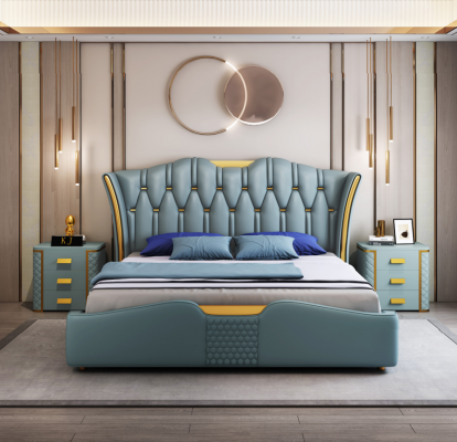 Zielona Sypialnia Łóżko Podkładka Design Podwójne łóżko hotelowe 180x200cm