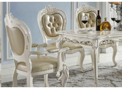 Beżowy Klasyczny Chesterfield x1 Krzesło Skórzane Krzesło do jadalnia Seating