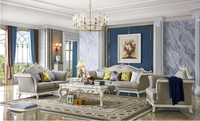 Klasyczny stolik kawowy Stolik Sofa w stylu barokowym do salonu