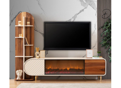 Kredens kominkowy imitacja ognia Szafa Półka Kredens niski rtv tv Drewno Nowy