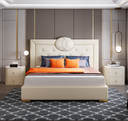 Luksusowa Sypialnia Łóżko Double Design Podkładka do łóżka Meble Sleep Hotel