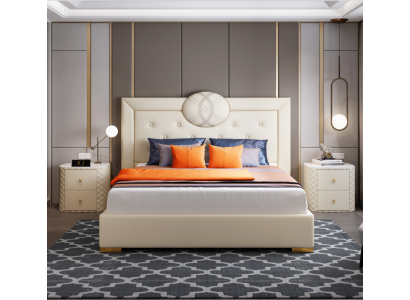 Luksusowa Sypialnia Łóżko Double Design Podkładka do łóżka Meble Sleep Hotel