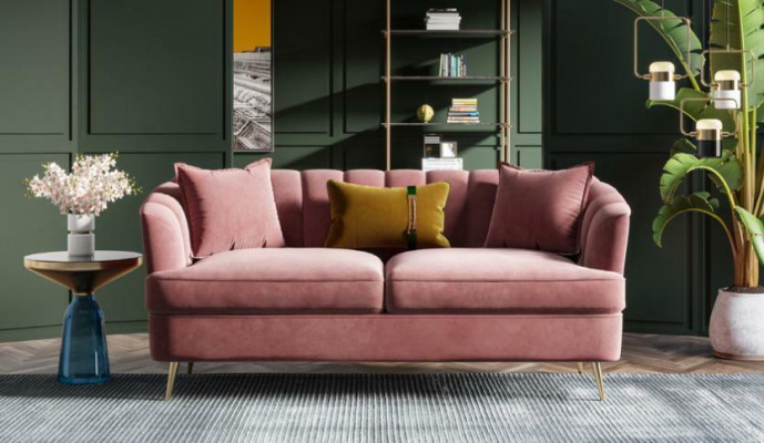 Aksamit Żywy krajobraz Relaks Siedziba Design Couch Lounge Sofy Włókienniczy Sofa 3 miejsce siedzące