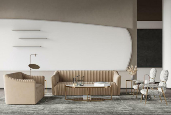 Aksamit Sofa 2 miejsce siedzące Żywy krajobraz Relaks Solidne drewno Siedziba Design Couch Lounge