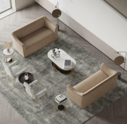 Aksamit Sofa 2 miejsce siedzące Żywy krajobraz Relaks Solidne drewno Siedziba Design Couch Lounge
