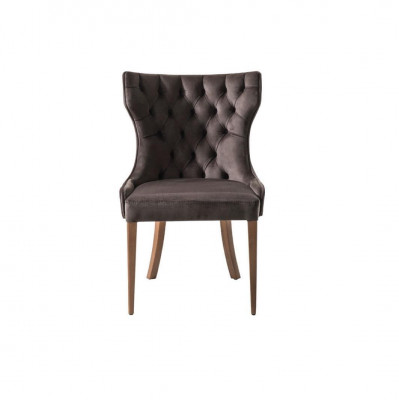 Luksusowy fotel Krzesło Brown Chesterfield Podkładka Drewno Krzesła