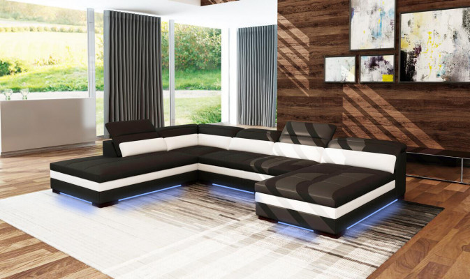Skórzana sofa kanapa Żywy krajobraz Narożnikowa kanapa Narożnik Ustaw Design Modern Sofa 5127