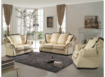 Klasyczny zestaw wypoczynkowy Sofa Podkładka Siedziba Skóra Ustawić sofy 3+2+1