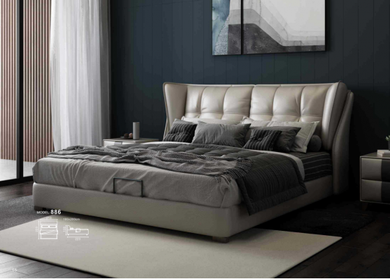 Szara Sypialnia łóżka Podkładka do łóżka Chesterfield Italian Meble
