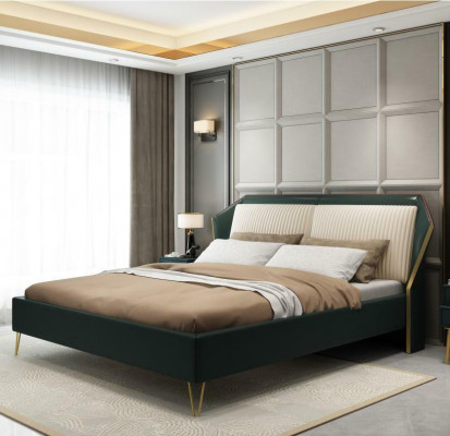 Luksusowe łóżko Włókiennicze Double Design Sypialnia Classic bed Green