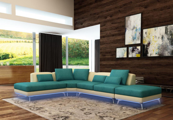 Skórzana sofa kanapa Żywy krajobraz Narożnikowa kanapa Narożnik Ustaw Design Modern Sofa 5111