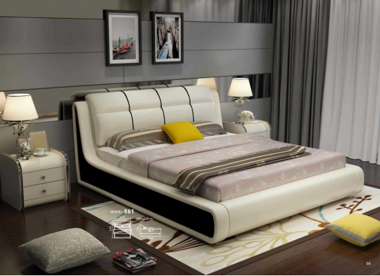 Luksusowe podwójne łóżko Sypialnia Łóżko Drewno 180x200cm designerski hotel