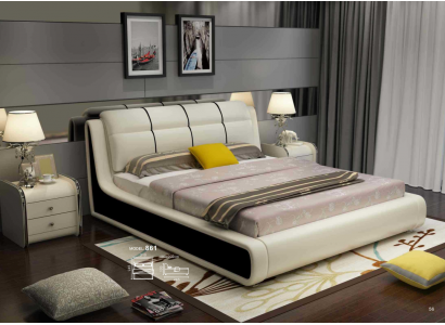 Luksusowe podwójne łóżko Sypialnia Łóżko Drewno 180x200cm designerski hotel