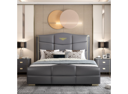 Design Podwójne łóżko skórzane łóżko Łóżko Skóra Podkładka Małżeństwo 180x200cm