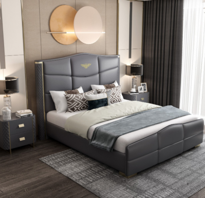 Design Podwójne łóżko skórzane łóżko Łóżko Skóra Podkładka Małżeństwo 180x200cm