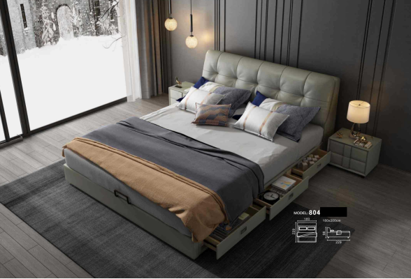 Designerskie łóżko 180x200 Skóra Łóżko metalowe Double Sleep Pokój Luxury Marriage