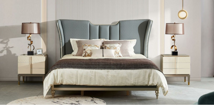 Łóżko łóżko Design Double Hotel Podkładka Małżeństwo 180x200cm Sleep Luxury Solidne drewno