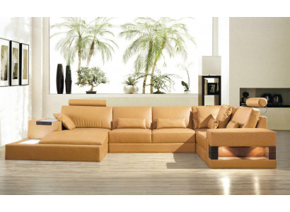 Duża skórzana sofa xxl Sofa Podkładka Narożnik salon Ustaw u formularza Żywy krajobraz