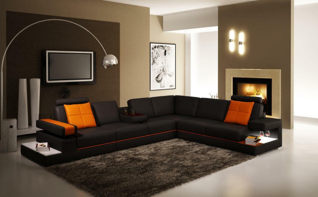 Skórzana sofa kanapa Żywy krajobraz Narożnikowa kanapa Narożnik Modern Ustaw Design Decor