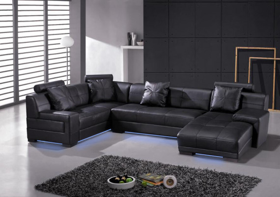 Skórzana sofa kanapa Żywy krajobraz Narożnik kanapa Narożnik Ustawić Nowoczesny design
