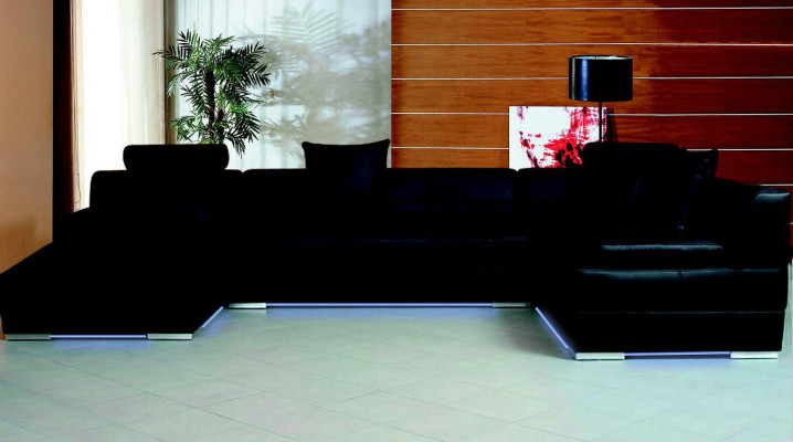 Skórzana sofa kanapa Żywy krajobraz Narożnikowa kanapa Narożnik Ustaw Design Modern Decor