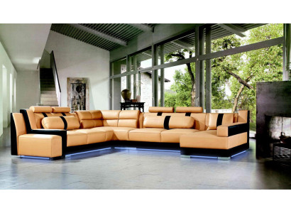 XXL U Shape Skóra Żywy krajobraz Kanapa Podkładka Siedziba Narożnikowa kanapa Sofa Duża Ustawić