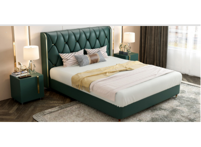 Łóżko Podkładka Design Luksusowe Dwuosobowe łóżko Hotelowe Małżeństwo 180x200cm Skóra