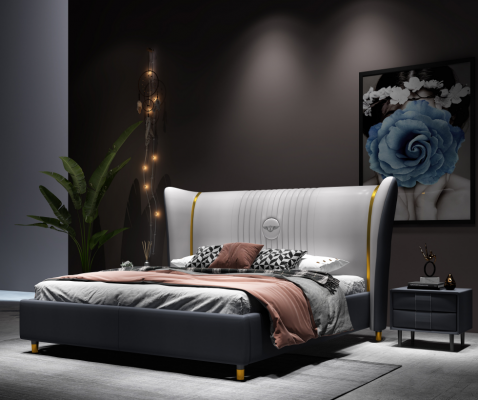 Designerskie Podwójne łóżko Hotel Luxury Sypialnia 150/180x200cm Skóra