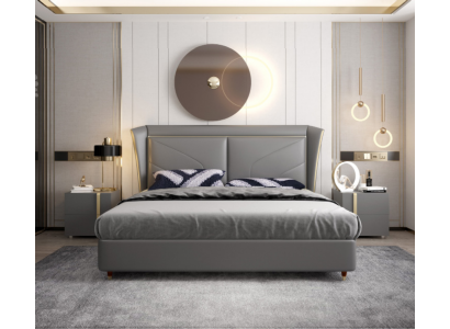 Łóżko Podkładka Design Luksusowe Dwuosobowe łóżko Hotelowe Małżeństwo Skóra 180x200cm