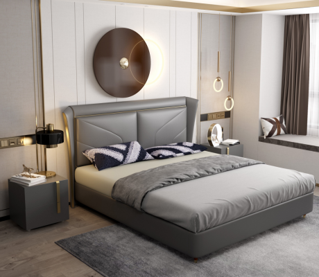 Łóżko Podkładka Design Luksusowe Dwuosobowe łóżko Hotelowe Małżeństwo Skóra 180x200cm