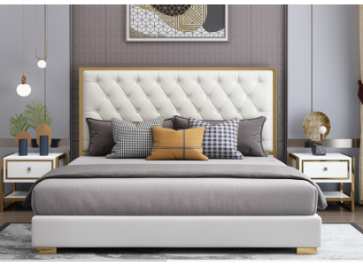 Designerskie łóżko Sypialnia łóżka Hotel Skóra luksusowa Podkładka Siedziba rama łóżka