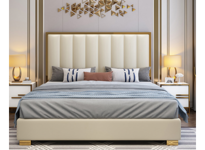 Łóżko łóżko Drewno Skóra Podkładka Marriage Design Skóra Hotel Boxspring Meble