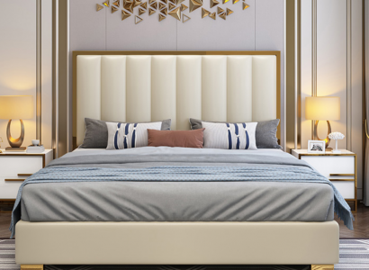 Łóżko łóżko Drewno Skóra Podkładka Marriage Design Skóra Hotel Boxspring Meble