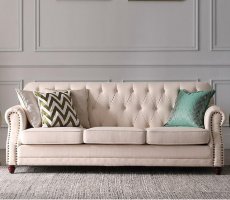 Chesterfield Sofa 3 miejsce do siedzenia Żywy krajobraz Relaks Siedziba Design Couch Lounge Sofy