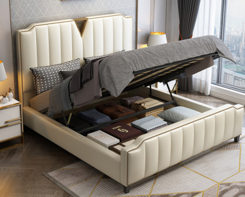 Designerskie łóżko 180x200 Skóra Hotel Łóżko metalowe Deco Double Sleeping Pokój