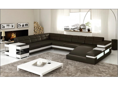 Skórzana sofa kanapa Żywy krajobraz Narożnik kanapa Narożnik Ustawić Design Modern Sofa 1201B