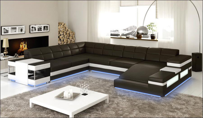 Skórzana sofa kanapa Żywy krajobraz Narożnik kanapa Narożnik Ustawić Design Modern Sofa 1201B