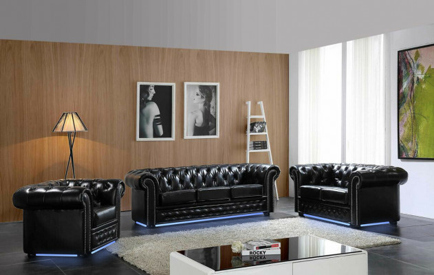 Chesterfield Skórzana Sofa Sofa Kanapa Podkładka Siedziba Zestaw Podkładka Ustawić 3+2 miejsce do siedzenia