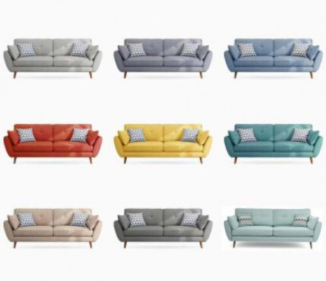 Sofa Tapicerowana Sofa 2 miejsce do siedzenia Textill Siedziba Design Couch Sofy Materiał Szary 226 cm Nowość