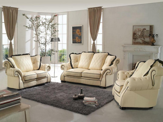 Klasyczna Skóra Sofa Sofa Zestaw sofowy Sofy Kanapy Obcios Podkładka 3+2