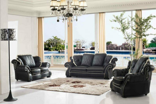 Klasyczna Skóra Sofa Sofa Zestaw sofowy Sofy Kanapy Obcios Podkładka 3+2