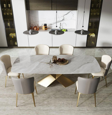 Luksusowe stoły do ​​jadalni Design Tabela Stal nierdzewna Stone Meble jadalnia Modern Column