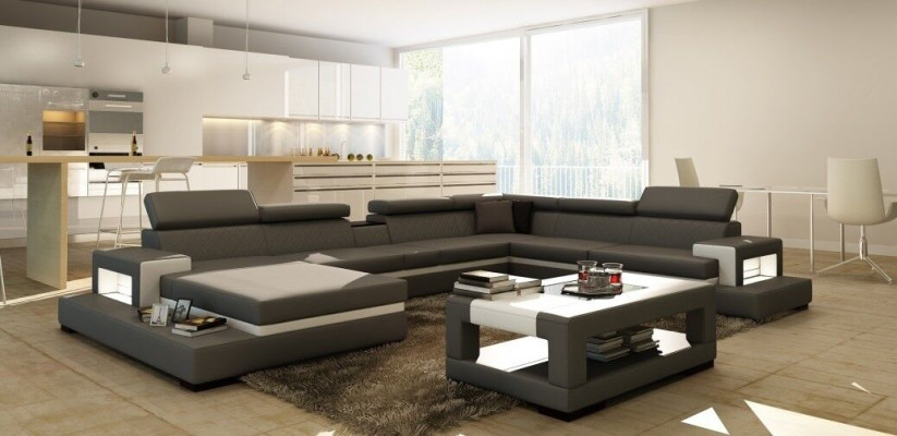 Skórzana sofa sofa Narożnikowa kanapa kanapa w kształcie litery U Żywy krajobraz projektant Siedziba Narożnik LEONARDO-B