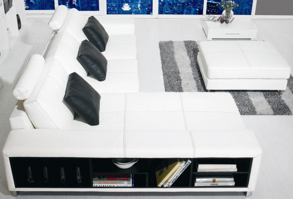 Żywy krajobraz Designerska Sofa Kanapa Podkładka Skóra Sofy Narożnik Narożnik Siedziba LForm Genov