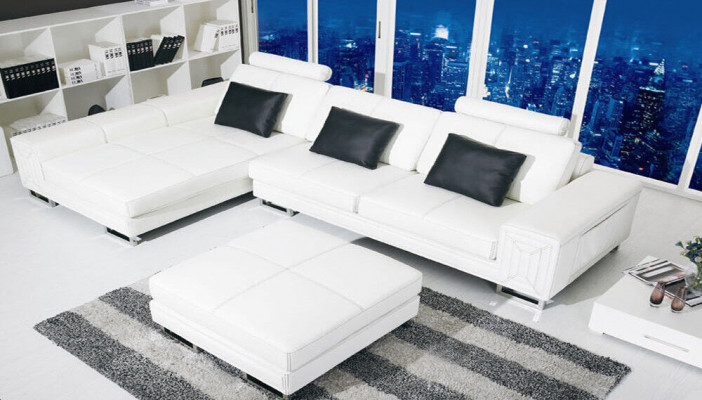 Żywy krajobraz Designerska Sofa Kanapa Podkładka Skóra Sofy Narożnik Narożnik Siedziba LForm Genov