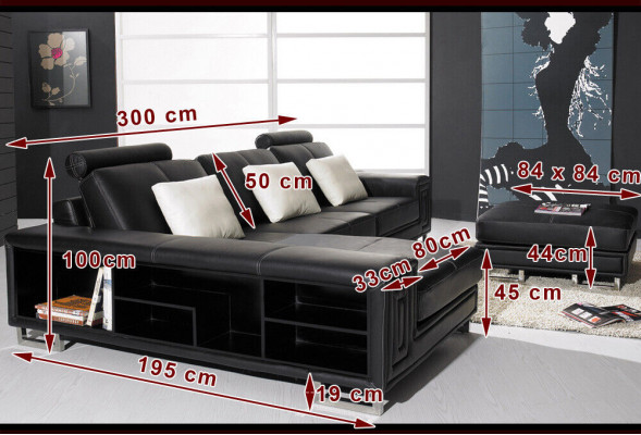 Żywy krajobraz Designerska Sofa Kanapa Podkładka Skóra Sofy Narożnik Narożnik Siedziba LForm Genov