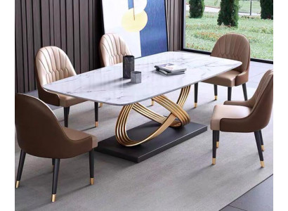 Luksusowy stół metalowy Stół obiadowy Mega Design stoły Stal nierdzewna Imitacja marmuru Stół obiadowy