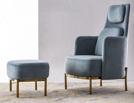 Fotel Krzesło Podkładka TV Skóra Włókienniczy Materiał Grey Design Lounge