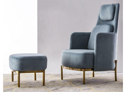 Fotel Krzesło Podkładka TV Skóra Włókienniczy Materiał Grey Design Lounge