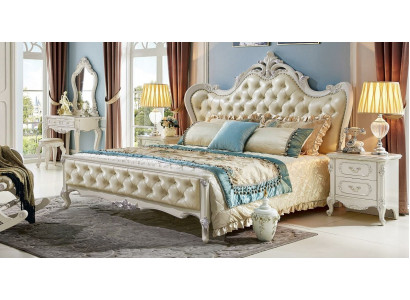 Classic Podwójne łóżko Baroque Hotel łóżka łóżko tapicerowane Chesterfield Solidne drewno